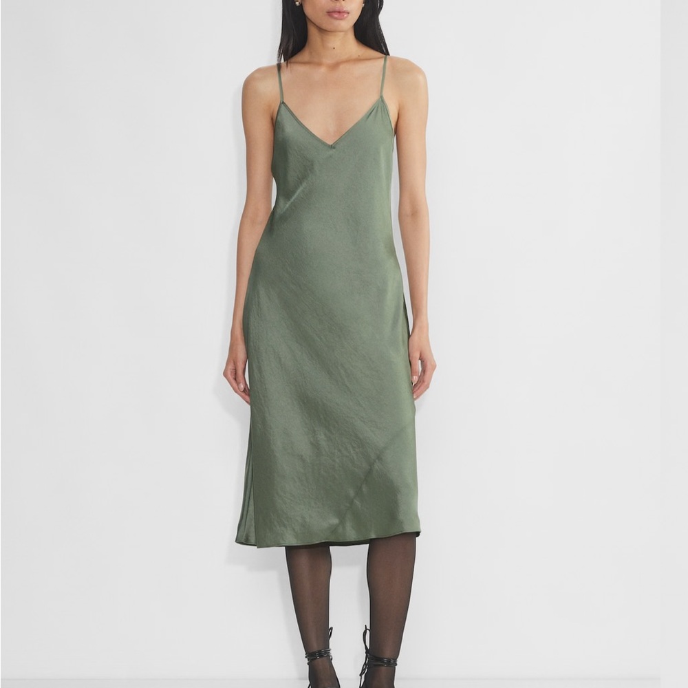 Aritzia Green satin Midi Dress